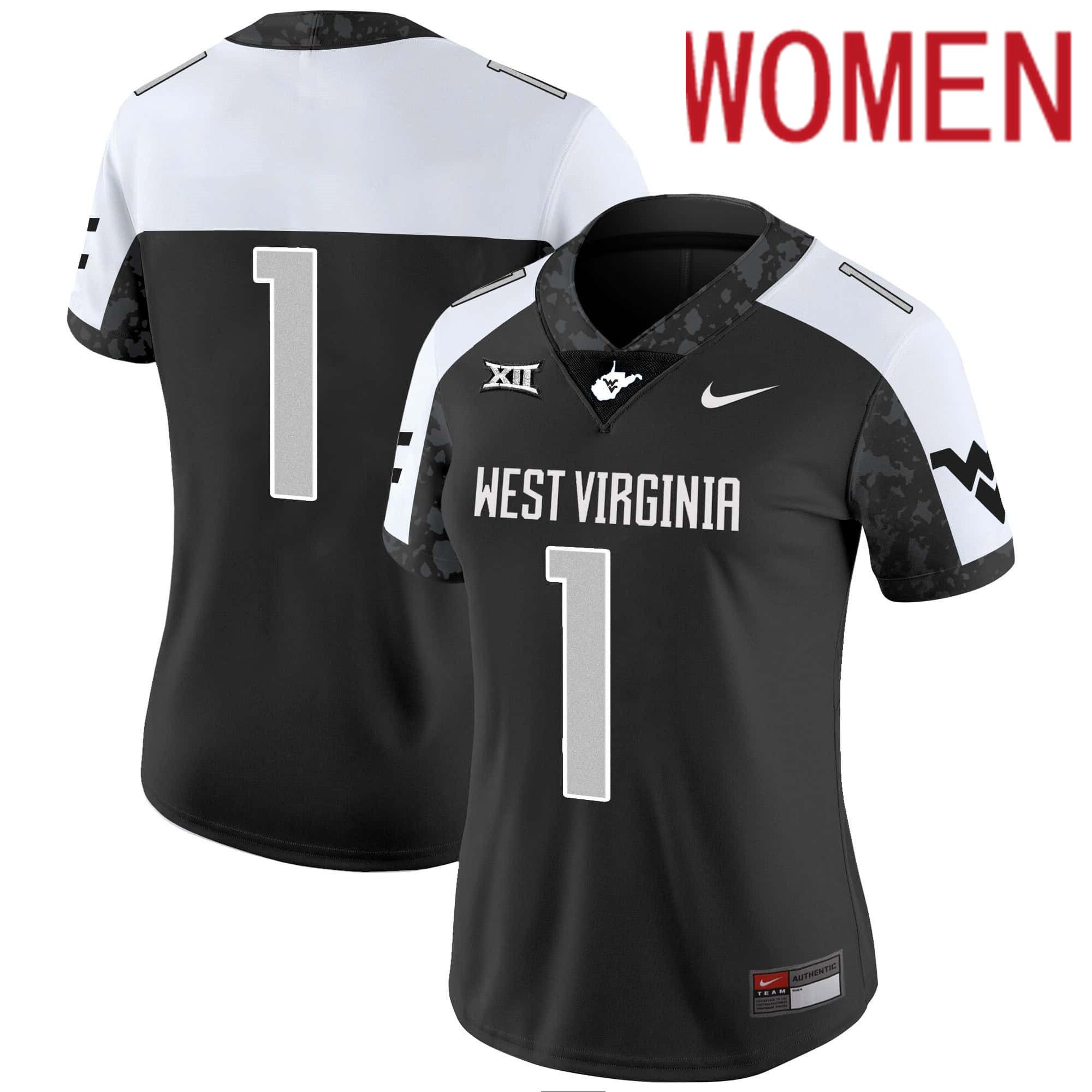 Women West Virginia Mountaineers #1 No Name Black 2024 Nike Vapor Limited NCAA Jersey style 1